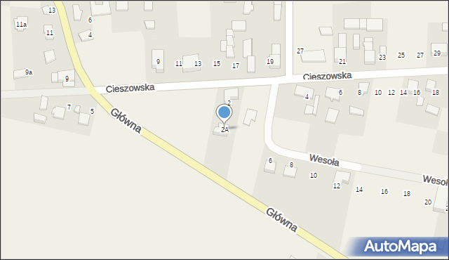 Wierzbie, Cieszowska, 2A, mapa Wierzbie