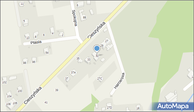 Wilamowice, Cieszyńska, 31, mapa Wilamowice