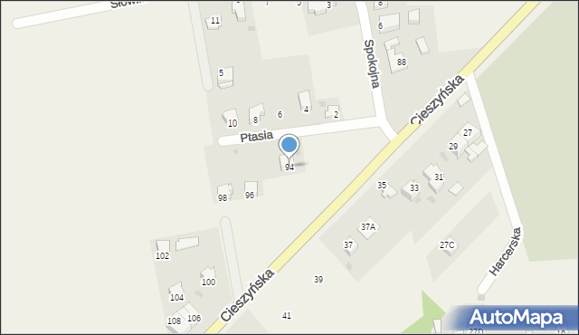 Wilamowice, Cieszyńska, 94, mapa Wilamowice