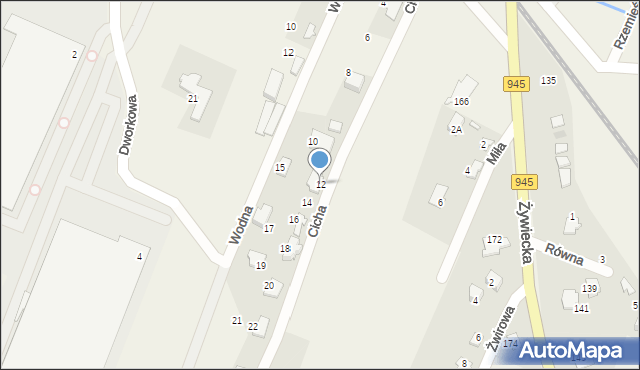 Wilkowice, Cicha, 12, mapa Wilkowice