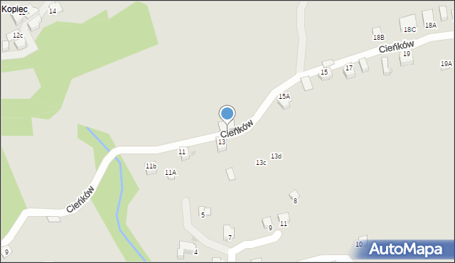 Wisła, Cieńków, 16, mapa Wisła