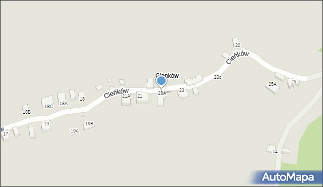 Wisła, Cieńków, 23A, mapa Wisła