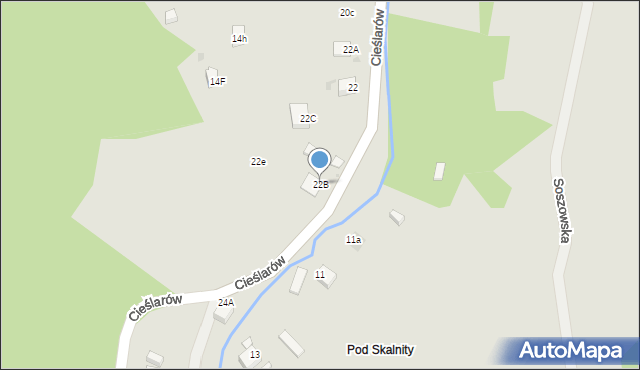 Wisła, Cieślarów, 22B, mapa Wisła