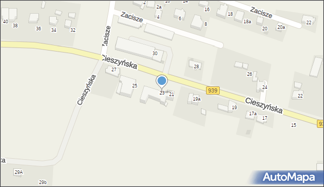 Wisła Wielka, Cieszyńska, 23, mapa Wisła Wielka