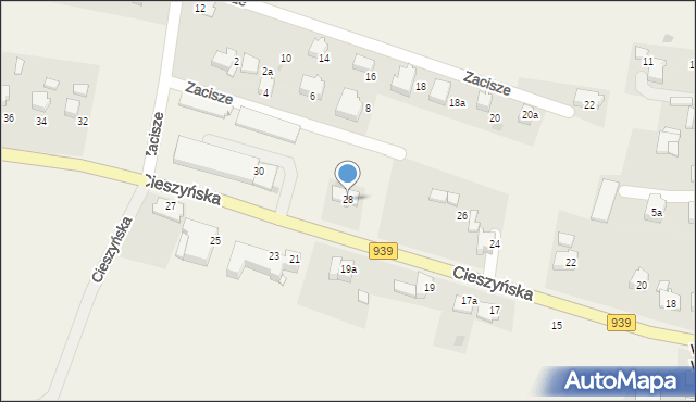 Wisła Wielka, Cieszyńska, 28, mapa Wisła Wielka