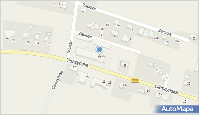 Wisła Wielka, Cieszyńska, 30, mapa Wisła Wielka