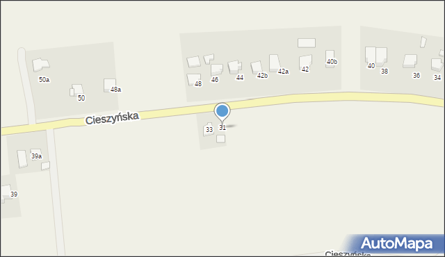 Wisła Wielka, Cieszyńska, 31, mapa Wisła Wielka