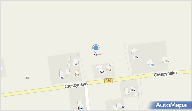 Wisła Wielka, Cieszyńska, 54d, mapa Wisła Wielka