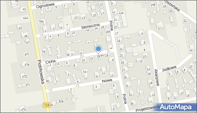 Wola Moszczenicka, Cicha, 14, mapa Wola Moszczenicka