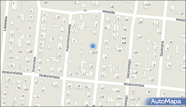 Wołomin, Cicha, 6, mapa Wołomin