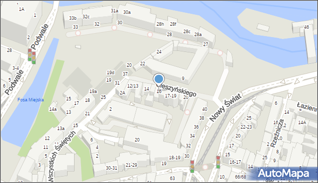 Wrocław, Cieszyńskiego Antoniego, 16, mapa Wrocławia