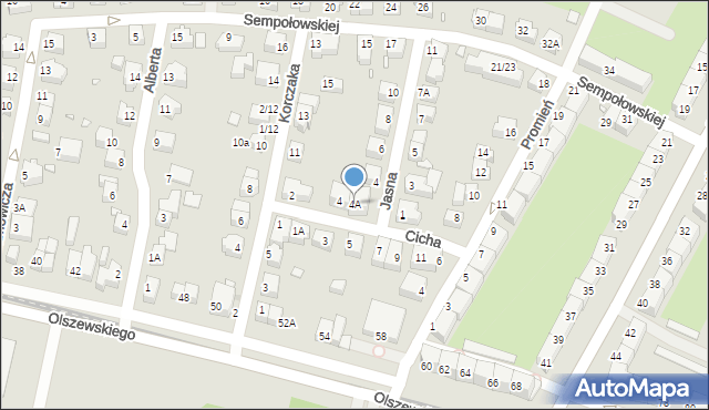 Wrocław, Cicha, 4A, mapa Wrocławia