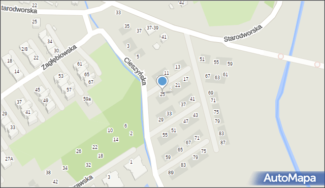 Wrocław, Cieszyńska, 25, mapa Wrocławia