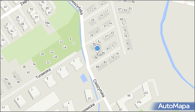 Wrocław, Cieszyńska, 61, mapa Wrocławia