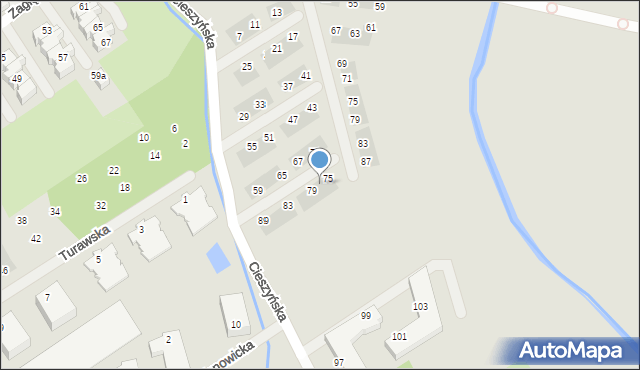 Wrocław, Cieszyńska, 77, mapa Wrocławia