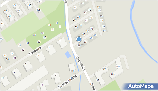 Wrocław, Cieszyńska, 89, mapa Wrocławia