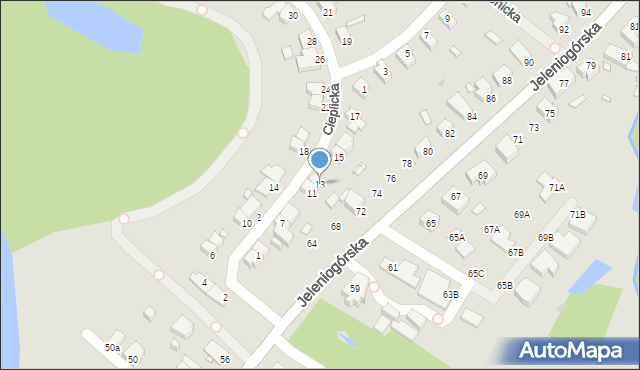 Wrocław, Cieplicka, 13, mapa Wrocławia