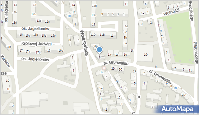 Wschowa, Cicha, 9, mapa Wschowa