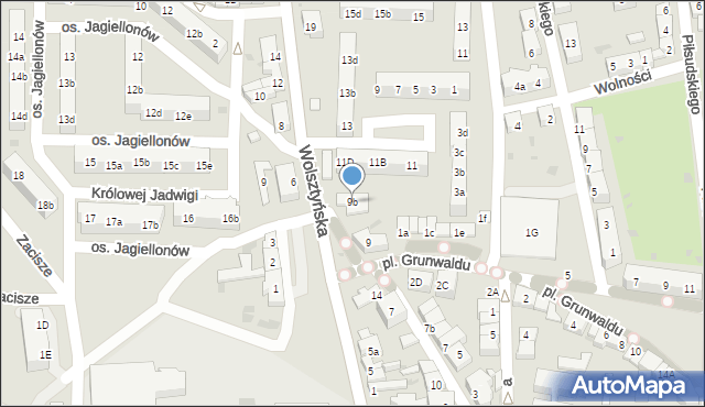 Wschowa, Cicha, 9b, mapa Wschowa