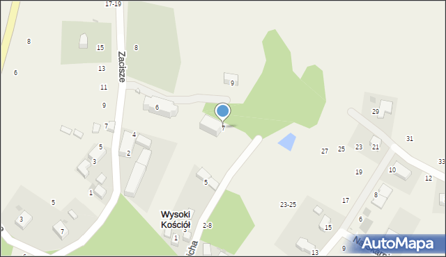 Wysoki Kościół, Cicha, 7, mapa Wysoki Kościół