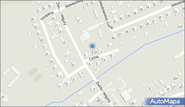 Wysokie Mazowieckie, Cicha, 1, mapa Wysokie Mazowieckie