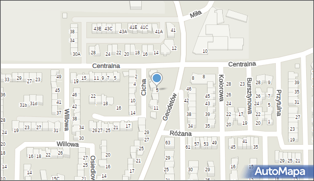 Wyszków, Cicha, 5, mapa Wyszków