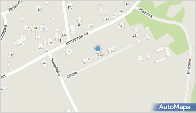 Wyszków, Ciepła, 11, mapa Wyszków