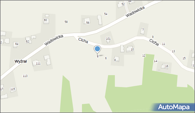 Wyźrał, Cicha, 4, mapa Wyźrał