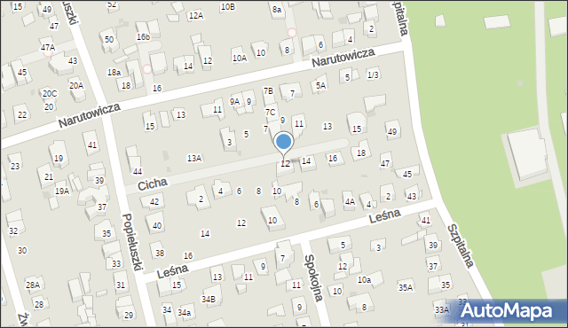 Ząbki, Cicha, 12, mapa Ząbki