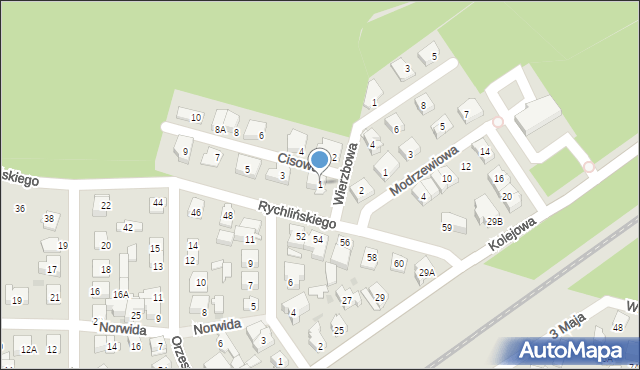 Ząbki, Cisowa, 1, mapa Ząbki