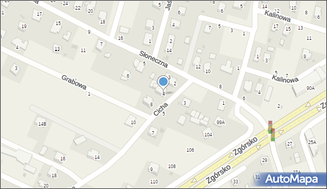 Zagrody, Cicha, 4, mapa Zagrody