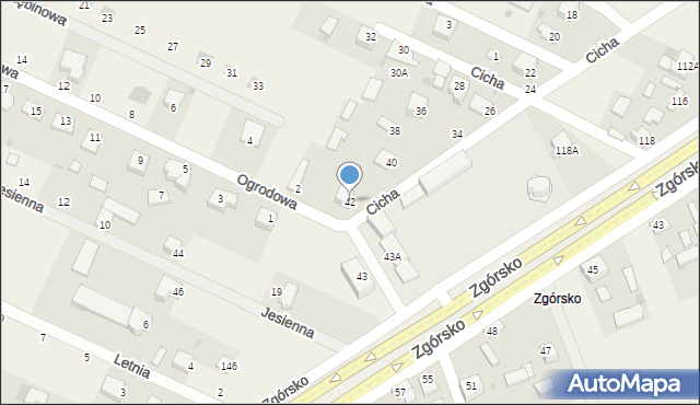 Zagrody, Cicha, 42, mapa Zagrody