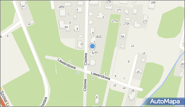 Zakręt, Cisowa, 9, mapa Zakręt