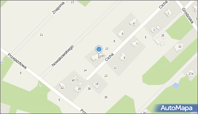 Zalesie, Cicha, 12, mapa Zalesie