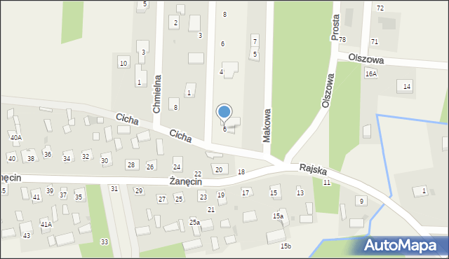 Żanęcin, Cicha, 6, mapa Żanęcin