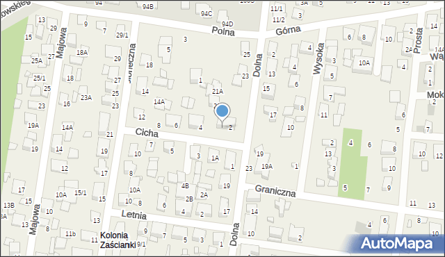 Zaścianki, Cicha, 2A, mapa Zaścianki