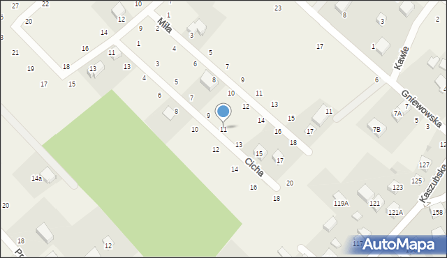 Zbychowo, Cicha, 11, mapa Zbychowo