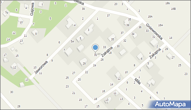 Zbychowo, Cicha, 31, mapa Zbychowo