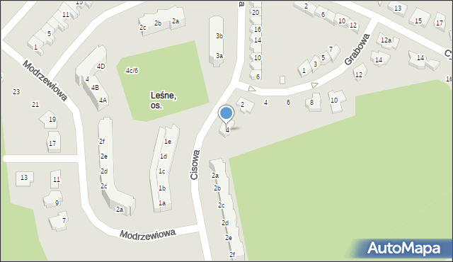 Zielona Góra, Cisowa, 4, mapa Zielona Góra