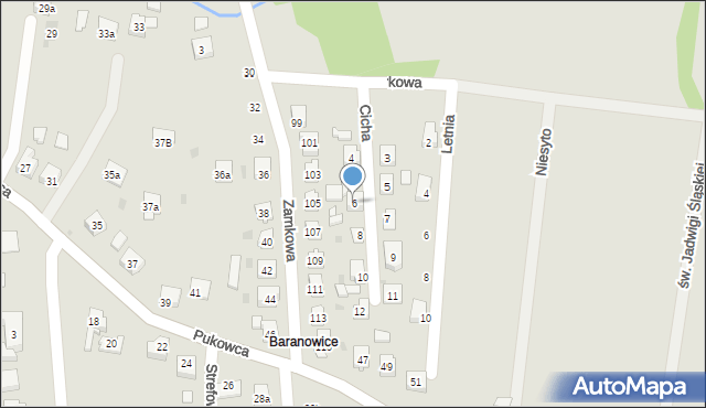 Żory, Cicha, 6, mapa Żor