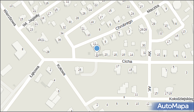 Żuromin, Cicha, 22, mapa Żuromin