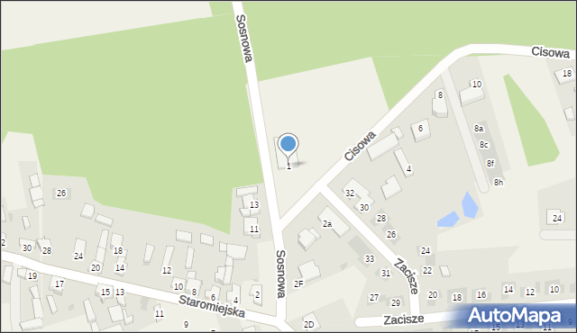 Żychlin, Cisowa, 1, mapa Żychlin