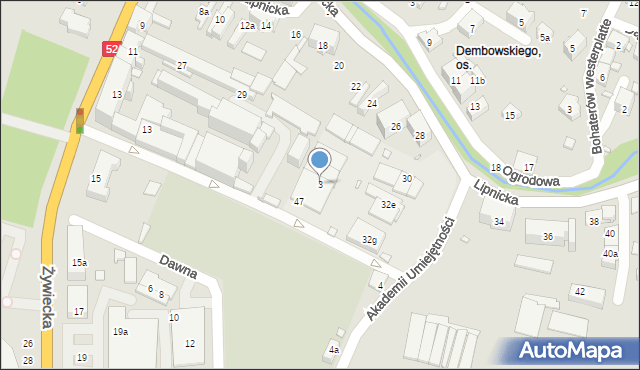 Bielsko-Biała, Cmentarna, 3, mapa Bielsko-Białej