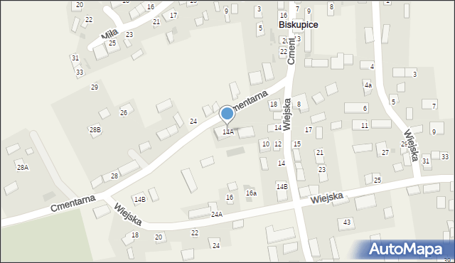 Biskupice, Cmentarna, 14A, mapa Biskupice