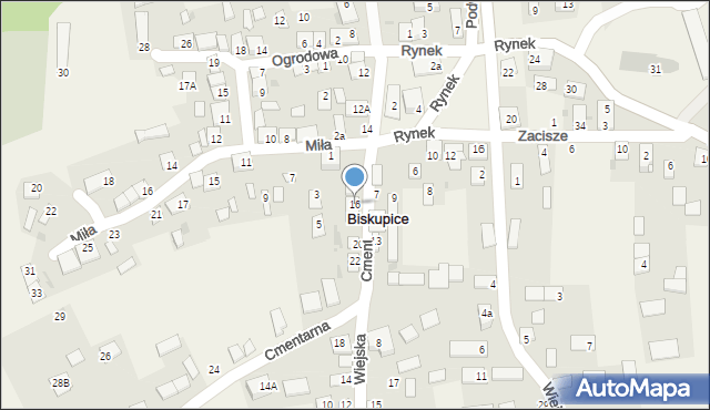 Biskupice, Cmentarna, 16, mapa Biskupice