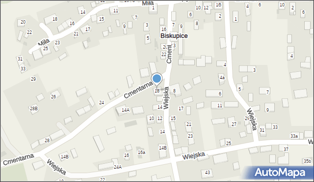 Biskupice, Cmentarna, 18, mapa Biskupice