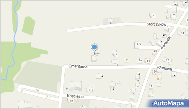 Bujaków, Cmentarna, 8, mapa Bujaków