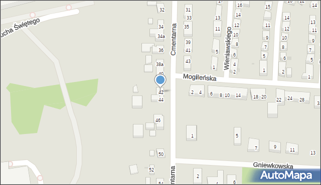 Bydgoszcz, Cmentarna, 42, mapa Bydgoszczy