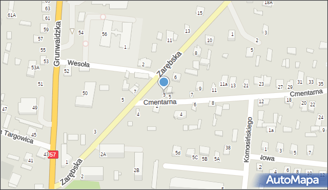 Chorzele, Cmentarna, 3, mapa Chorzele
