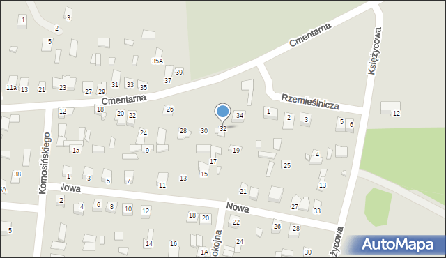 Chorzele, Cmentarna, 32, mapa Chorzele